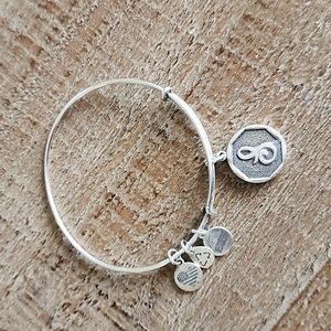 Alex and Ani "S" Monogram Bangle Bracelet, Silver